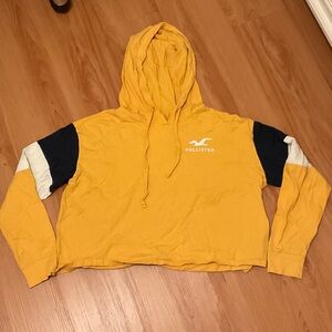 Hollister Cropped Yellow Boyfriend Tee Hoodie
